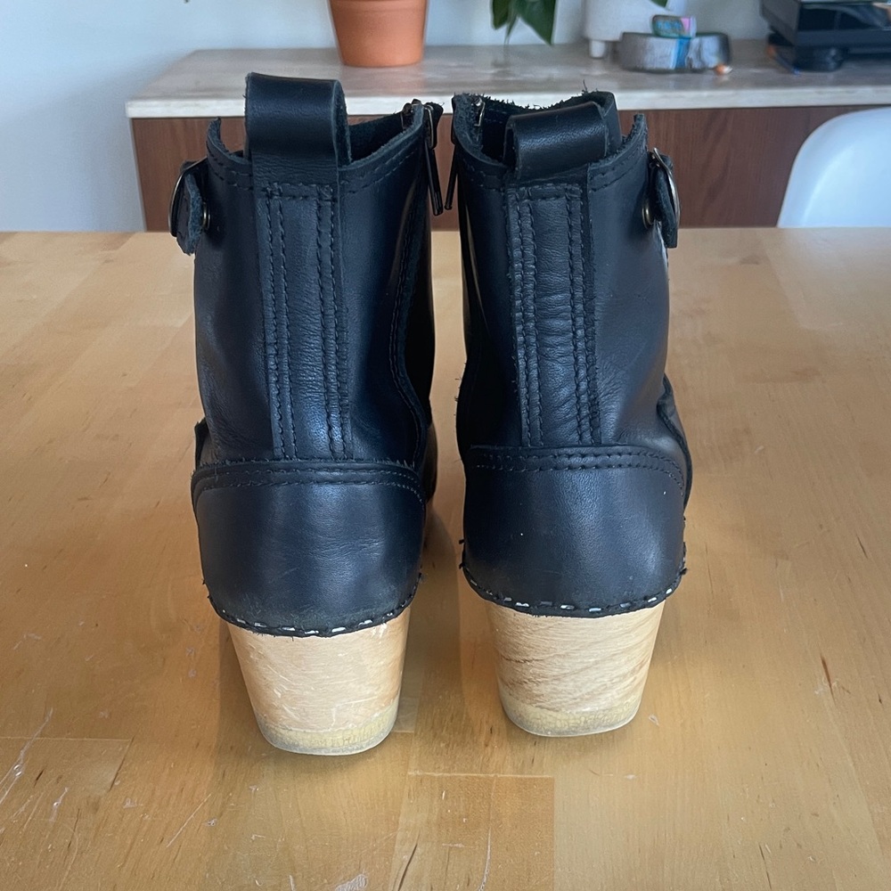 No 6 Black Leather Clog Buckle Boot - Size 40 - Picture 5 of 16